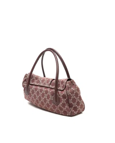 Celine Céline Denim Macadam Shoulder Bag In Brown