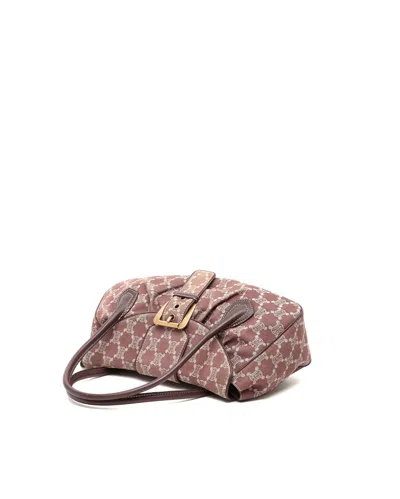 Celine Céline Denim Macadam Shoulder Bag In Brown