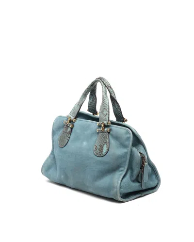 Gucci Twice Python Handbag In Blue