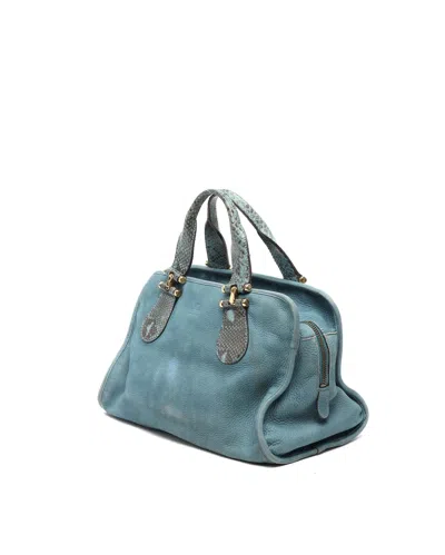 Gucci Twice Python Handbag In Blue