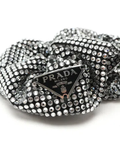 Prada Rhinestone Scrunchie In Black