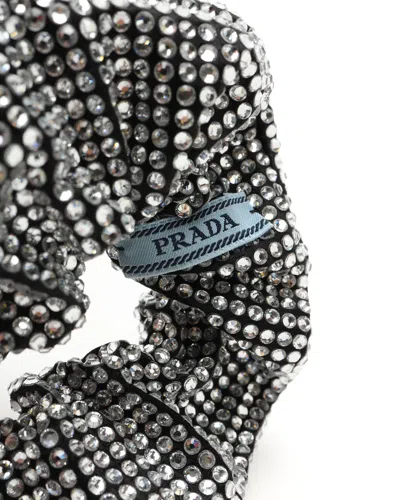Prada Rhinestone Scrunchie In Black