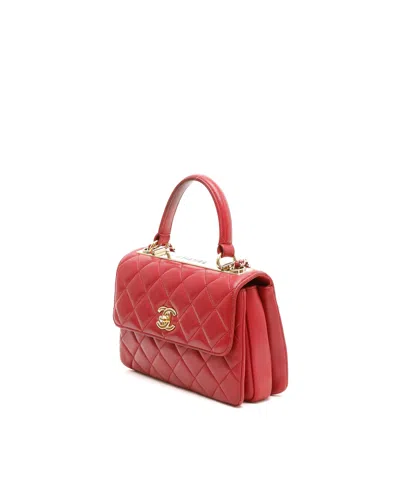 Chanel Cc Trendy Medium Top Handle Bag In Red