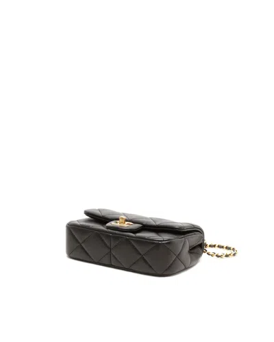 Chanel Classic Mini Rectangular Pearl Crush Flap Bag In Black
