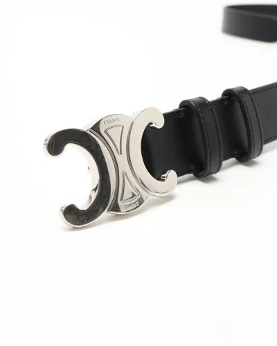 Celine Céline Triomphe Belt, Size 85 In Black