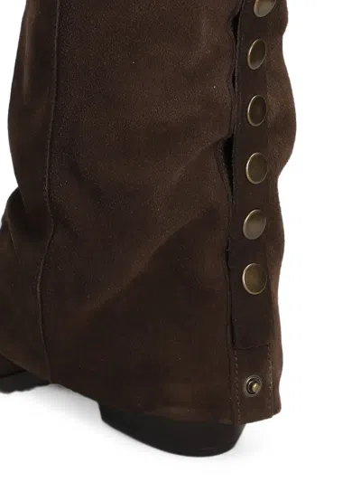 Metisse Button-embellished Pointed-toe Boots In Brown