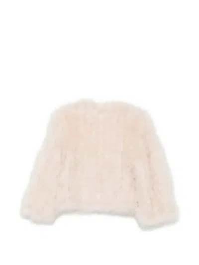 Liska Marabou-feather Jacket In Neutral