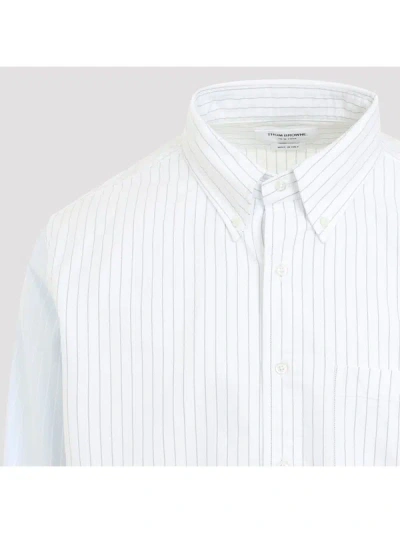 Thom Browne Striped Button Down Shirt Long Sleeves In White