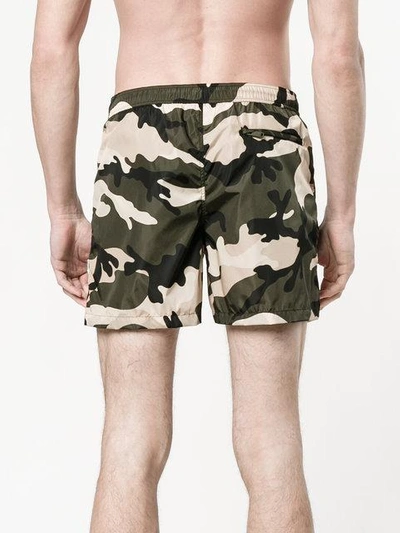 Shop Valentino Rockstud Camouflage Swim Shorts