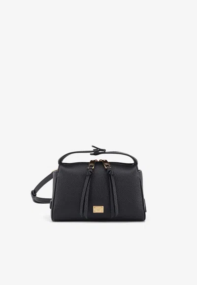 Dolce & Gabbana Vittoria Leather Belt Bag Shoulder Strap In Black