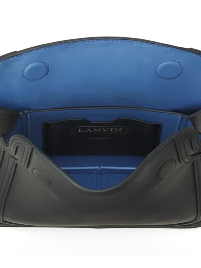 Lanvin Compagnon Small Asymmetrical Bag With A Python Finish In Black