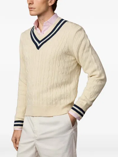 Hackett London Pullover Mit Zopfmuster In Neutral