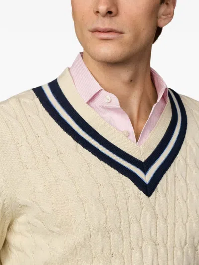 Hackett London Pullover Mit Zopfmuster In Neutral