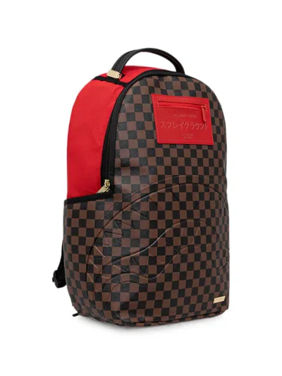 Sprayground Check-pattern Shark-mouth Backpack In Brown