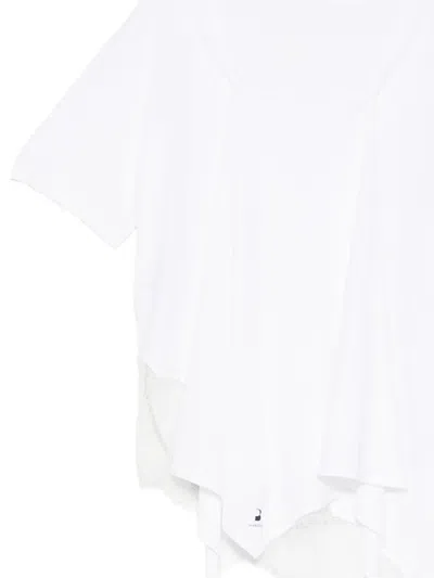 Pushbutton Asymmetric Laced T-shirt In White