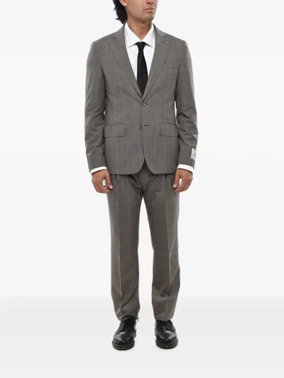 Corneliani Checked Wool Suit In Gray