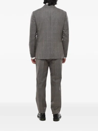 Corneliani Checked Wool Suit In Gray