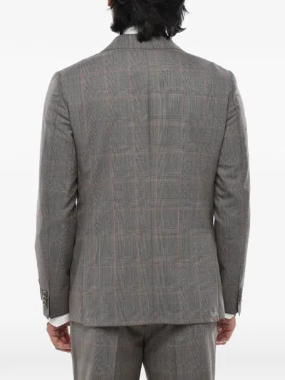 Corneliani Checked Wool Suit In Gray