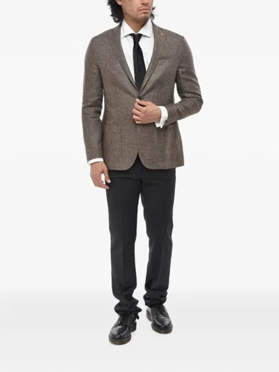Corneliani Single-breasted Blazer In Brown