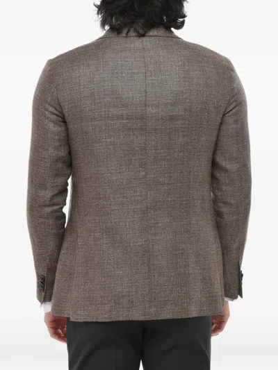 Corneliani Single-breasted Blazer In Brown
