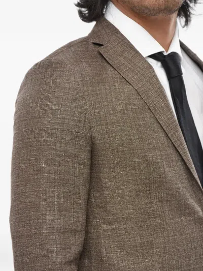 Corneliani Single-breasted Blazer In Brown