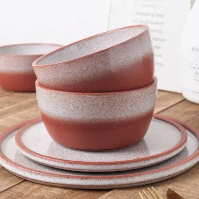 Stone Lain Vince 32-piece Dinnerware Set Stoneware In Red