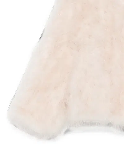 Liska Feather-trim Jacket In Neutral