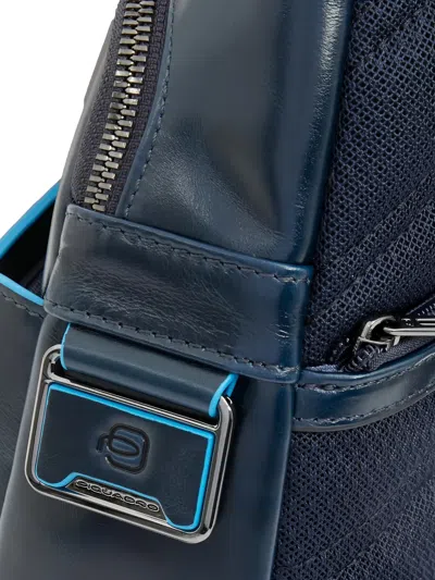 Piquadro 로고 장식 레더 백팩 In Blue