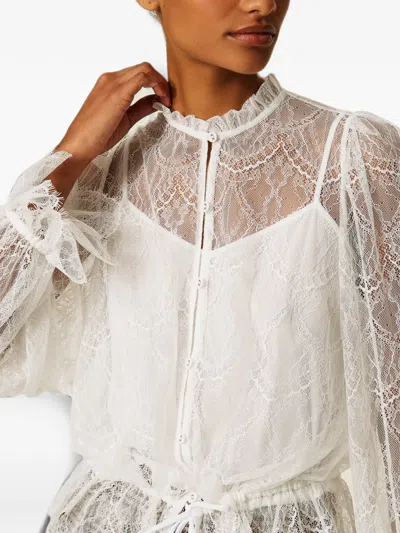 Twinset Lace Drawstring Blouse Valenciennes In Neutral