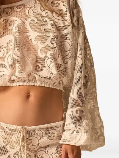 Jbq 엘리스 크롭 블라우스 In Brown