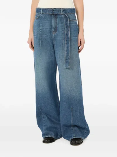 Weekend Max Mara Madia Belted Wide-leg Jeans In Black