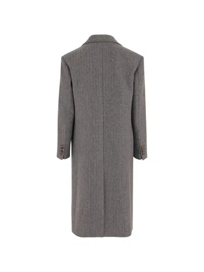Valentino Herringbone-pattern Virgin Wool Coat In Gray