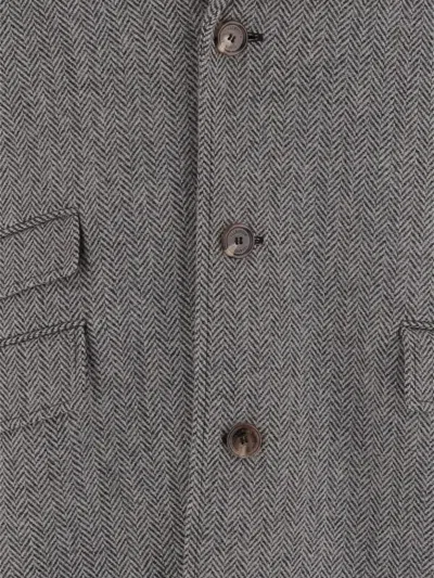 Valentino Herringbone-pattern Virgin Wool Coat In Gray