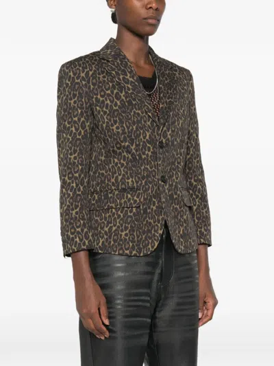 R13 Leopard-print Buttoned Blazer In Multi