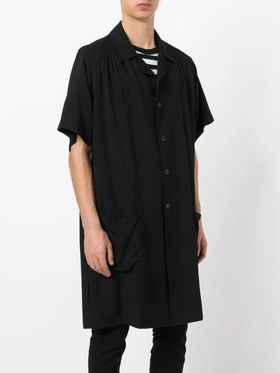 Shop Yohji Yamamoto Long Length Pocket Shirt - Black