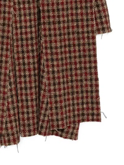 R13 Check-pattern Double-breasted Coat In Brown