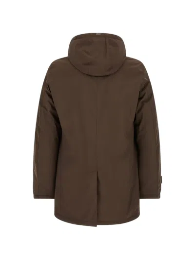 Herno Concealed-closure Medium Down Jacket In Brown