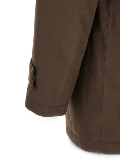 Herno Concealed-closure Medium Down Jacket In Brown