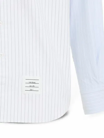 Thom Browne Striped Button Down Shirt Long Sleeves In Blue