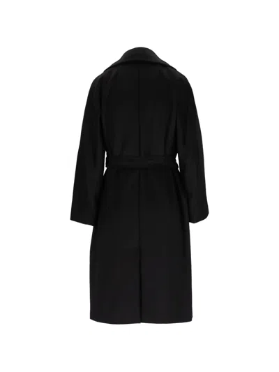 Weekend Max Mara Double-breasted Belted Coat In Black