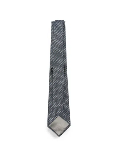 Giorgio Armani Chevron-patterned Silk Tie In Green