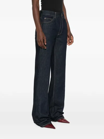 Saint Laurent Belt-loop Buttoned Jeans In Blue