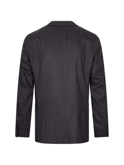 Corneliani Single-breasted Herringbone Blazer In Blue
