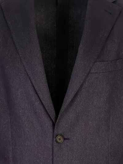 Corneliani Single-breasted Herringbone Blazer In Blue