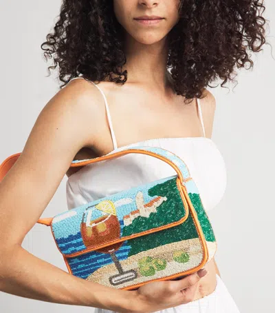 Staud Tommy Beaded Bag Sunset Spritz In Multi