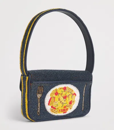 Staud Tommy Small Beaded Shoulder Bag In Multi