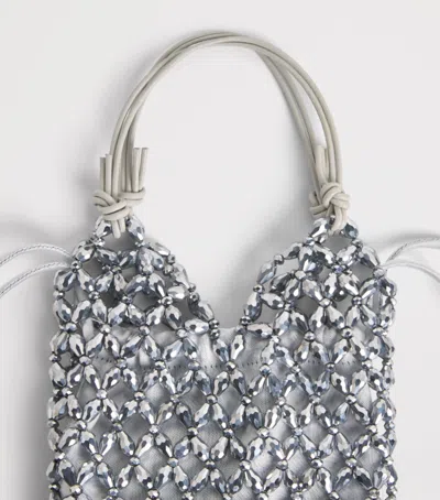Staud Beach Bag Adjustable Straps Modern Texture In Silver