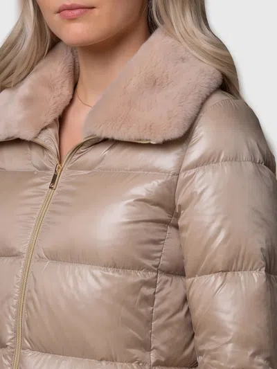 Herno Light Puffer With Collar Ecofur In Brown