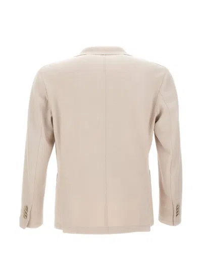 Eleventy Double-breasted Peak-lapel Blazer In White