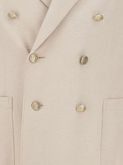 Eleventy Double-breasted Peak-lapel Blazer In White